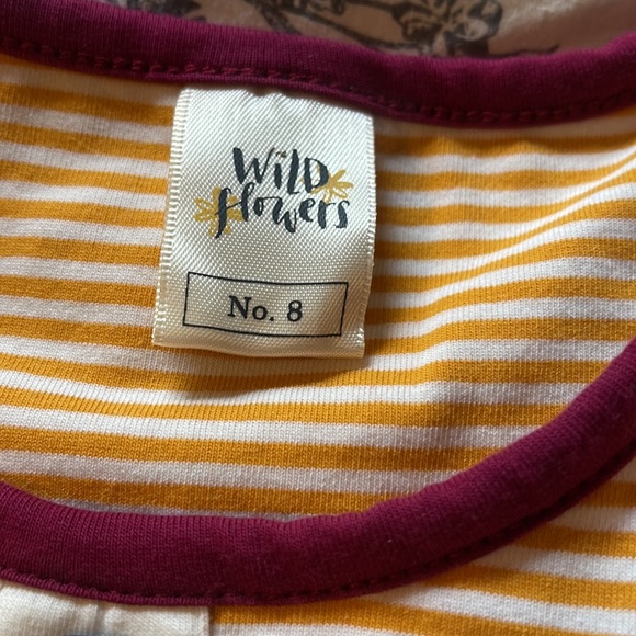 Wild Flowers Striped Yellow Russian Nesting Dolls Size 8 - Picture 4 of 7